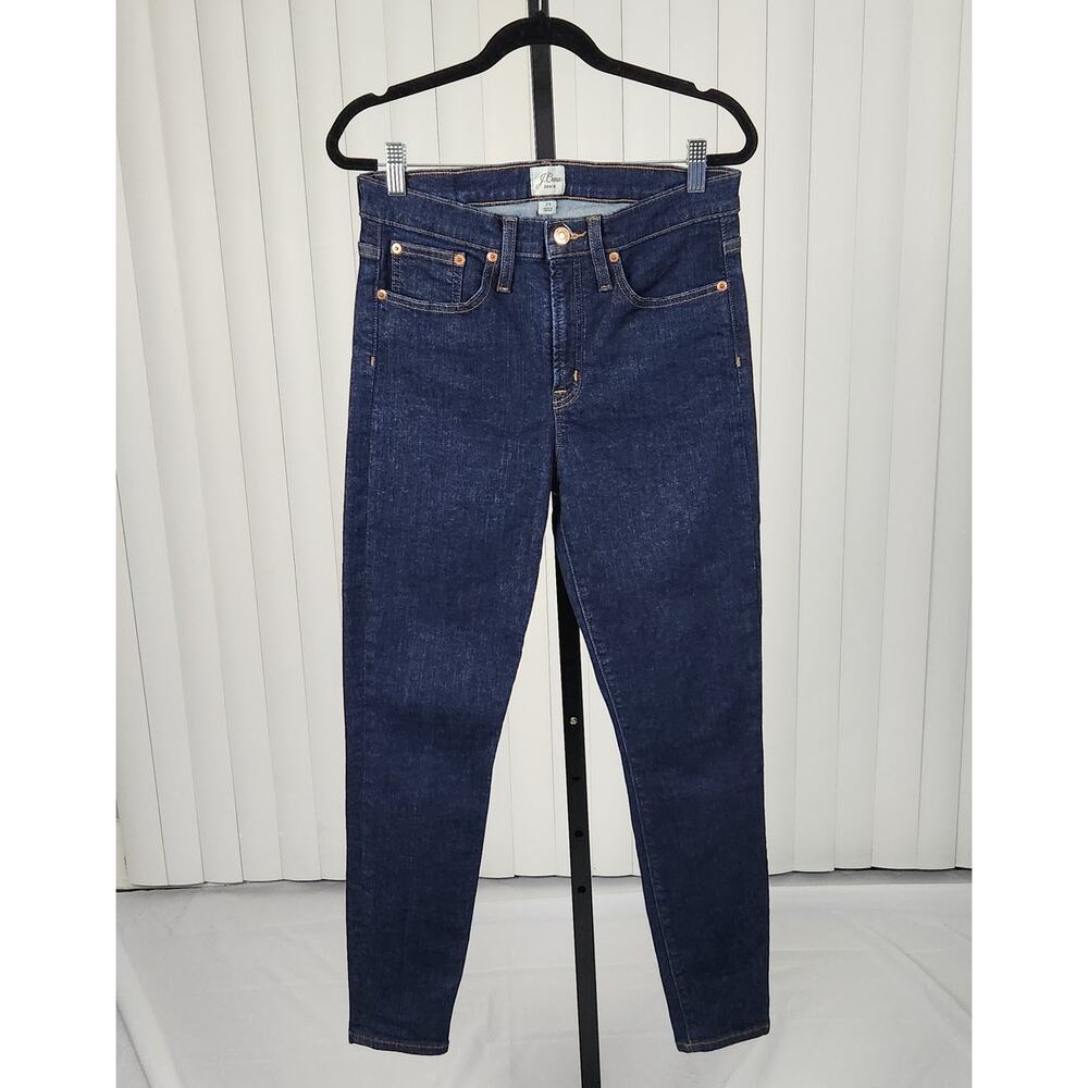 J. Crew 9" High Rise Toothpick Jeans Dark Blue Wash Slim Fit Women's Size 29